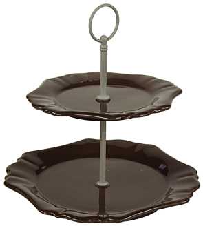 Alzata 2 ripiani carrube we-5099 cm. 23x 23 h 32,5