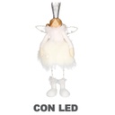 Angelo metallo bianco con led cm13x13h21