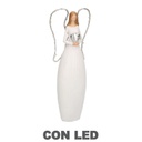 Angelo resina bianco con led e cuore cm10x5h24