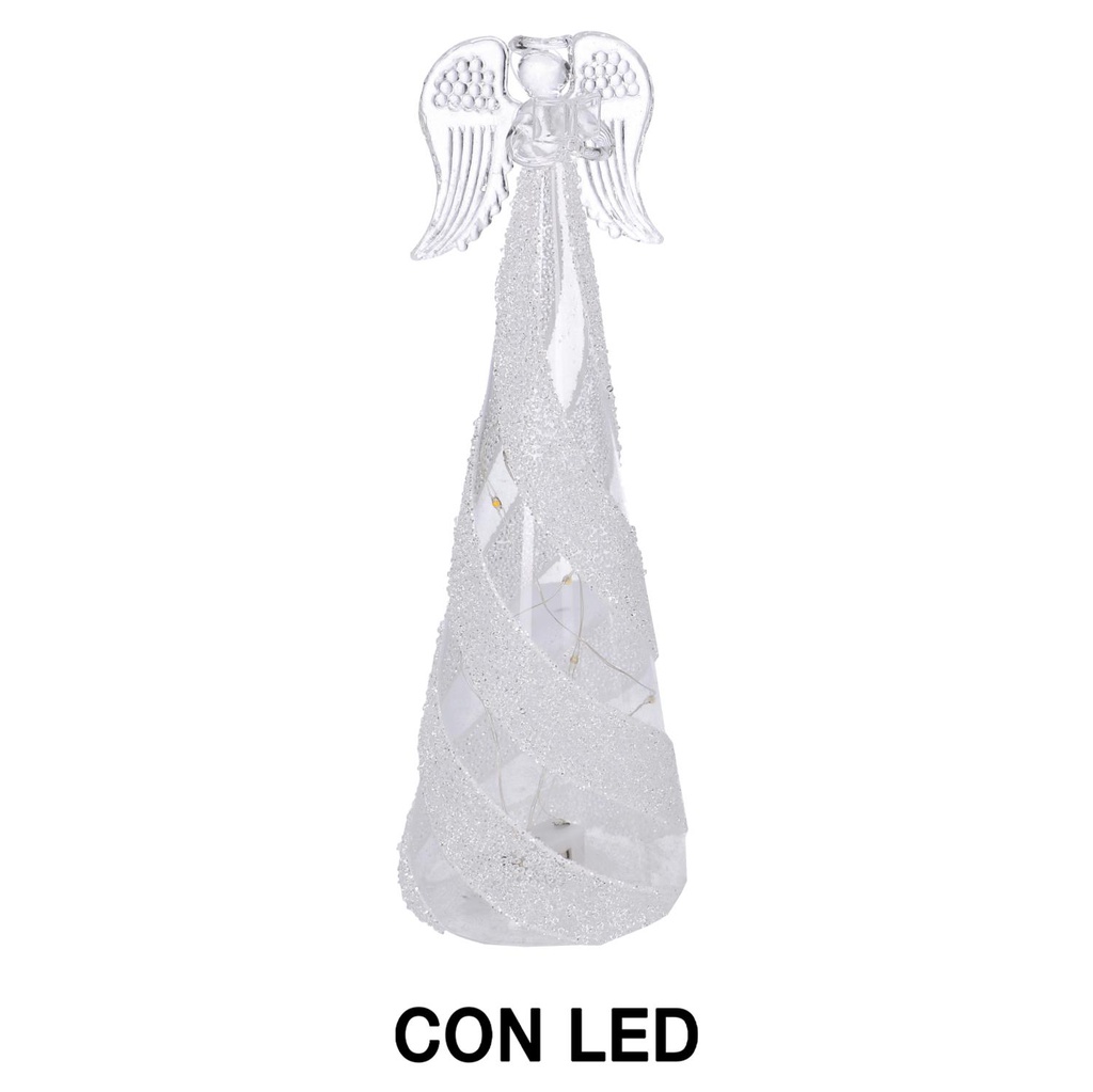 Angelo vetro trasparente e bianco cm ø7,5h20