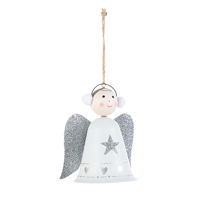 Angioletto argento decorazione natalizia bianco cm 12 h