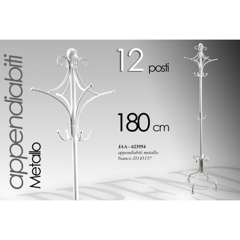 2x Appendiabiti in ferro bianco cm 24 x 180 h
