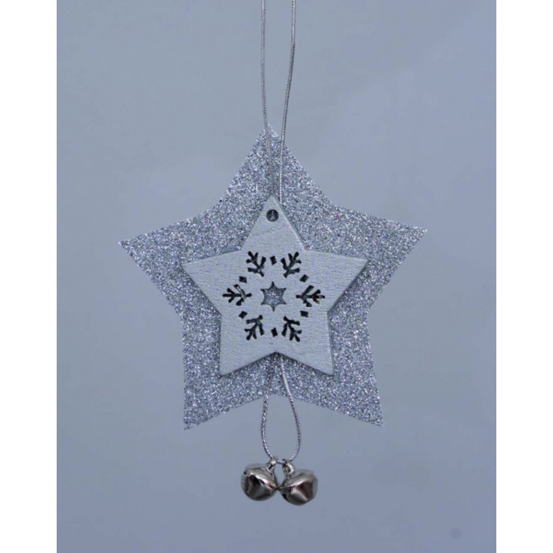 Appendino per albero natale stella argento cm 8