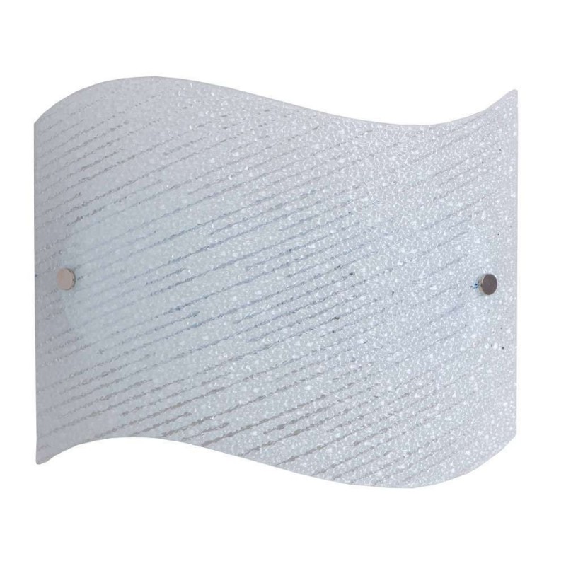 Applique in vetro lastra graniglia bianco finali in cromo 31x9xh.25 cm