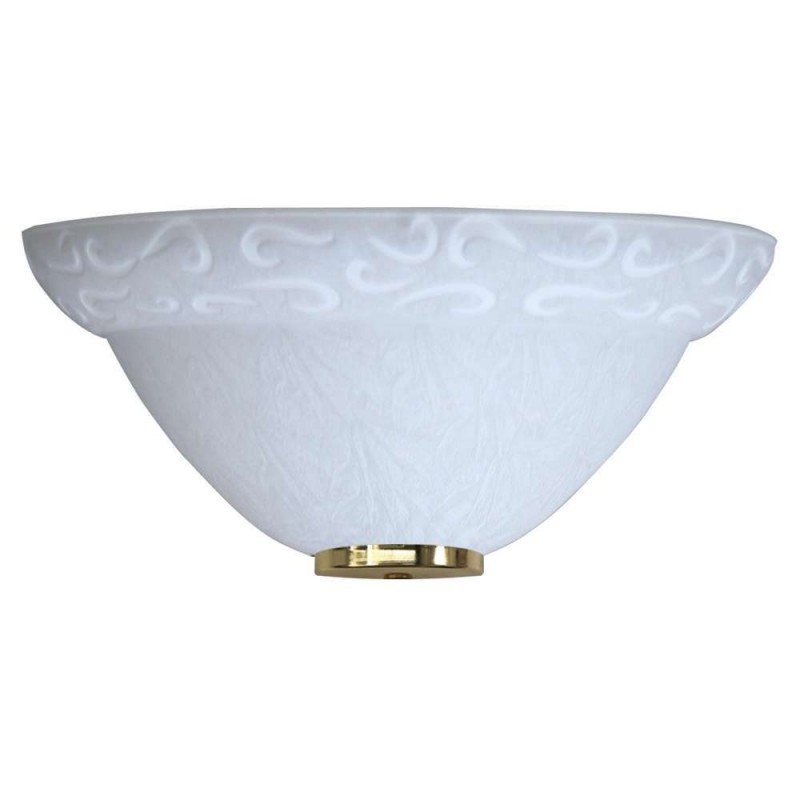 Applique in vetro screpolato bianco con ganci in oro diam. 30 xh.13 cm