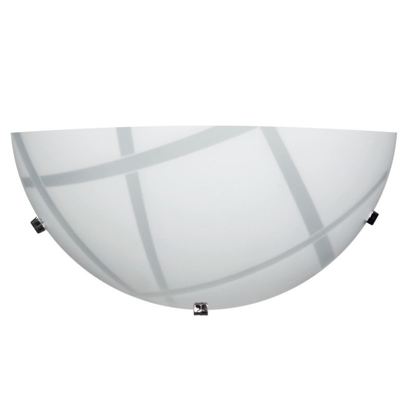 Applique lastra vetro bianco ganci in cromo 30x10xh.15 cm