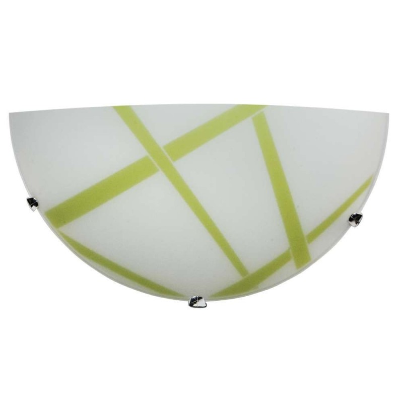 Applique lastra vetro bianco verde ganci in cromo 30x10xh.15 cm
