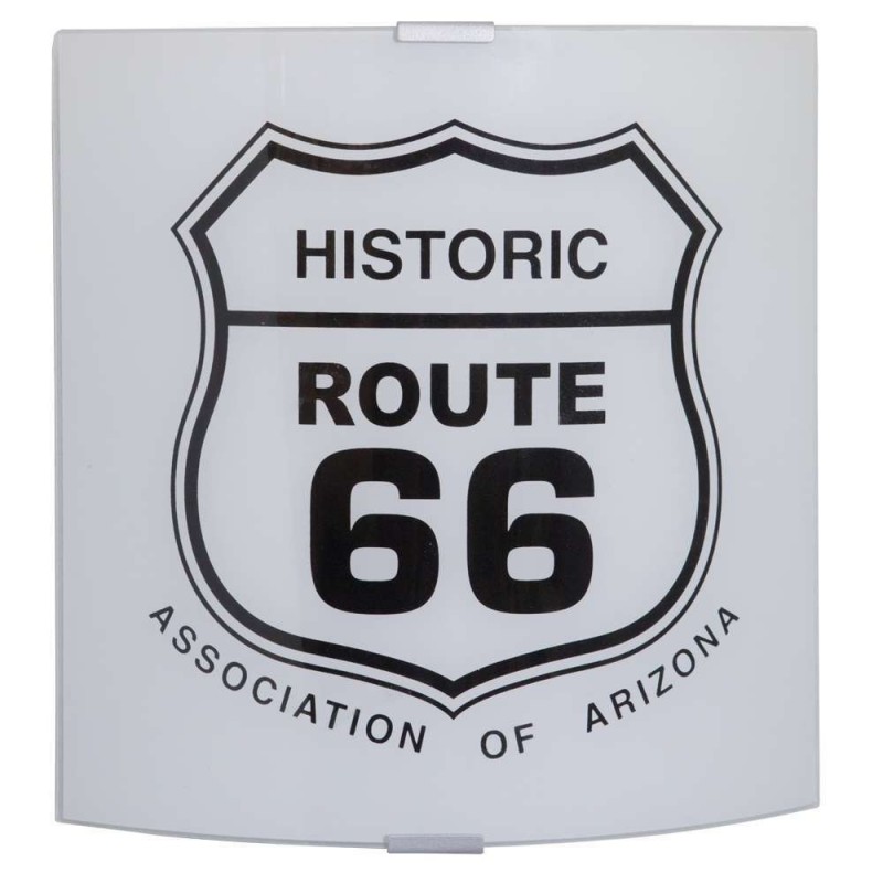 Applique moderna in vetro route66 montatura argento 26x8xh.26 cm