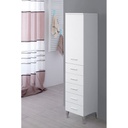 Armadietto Portasciugamani anta e cinque cassetti Bianco 35x34x h 148,5 cm