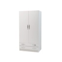 Armadio 2 ante con cassettiera Bianco Frassinato Cm 91x52xH 210