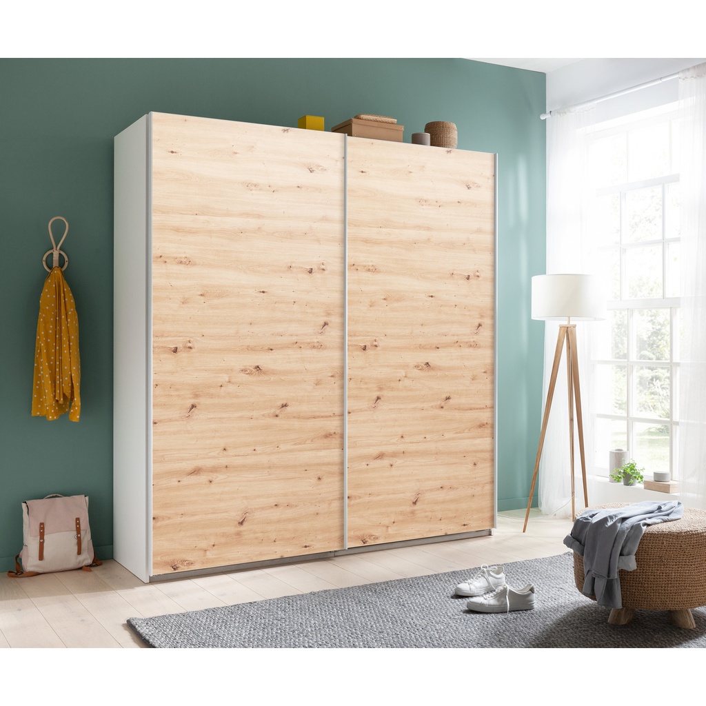 Armadio 2 ante scorevoli rovere/bianco 200x67xh.223 cm