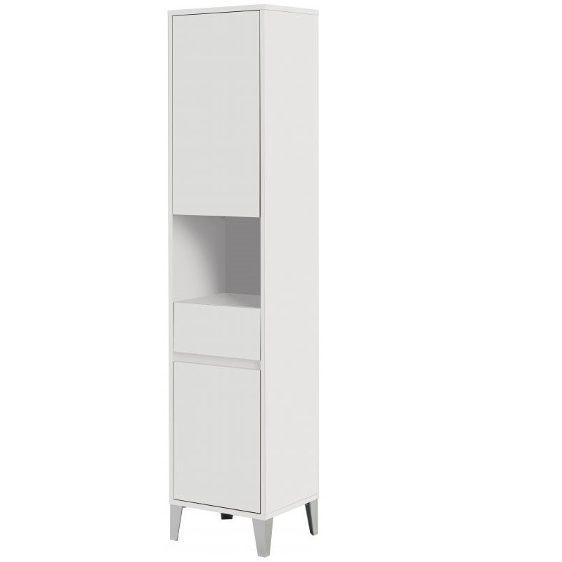Armadio Portasciugamani due ante ed un cassetto Bianco 40x35x h183 cm