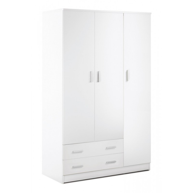 Armadio tre ante due cassetti Bianco 115x52x h180 cm