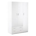 Armadio tre ante due cassetti Bianco 115x52x h180 cm