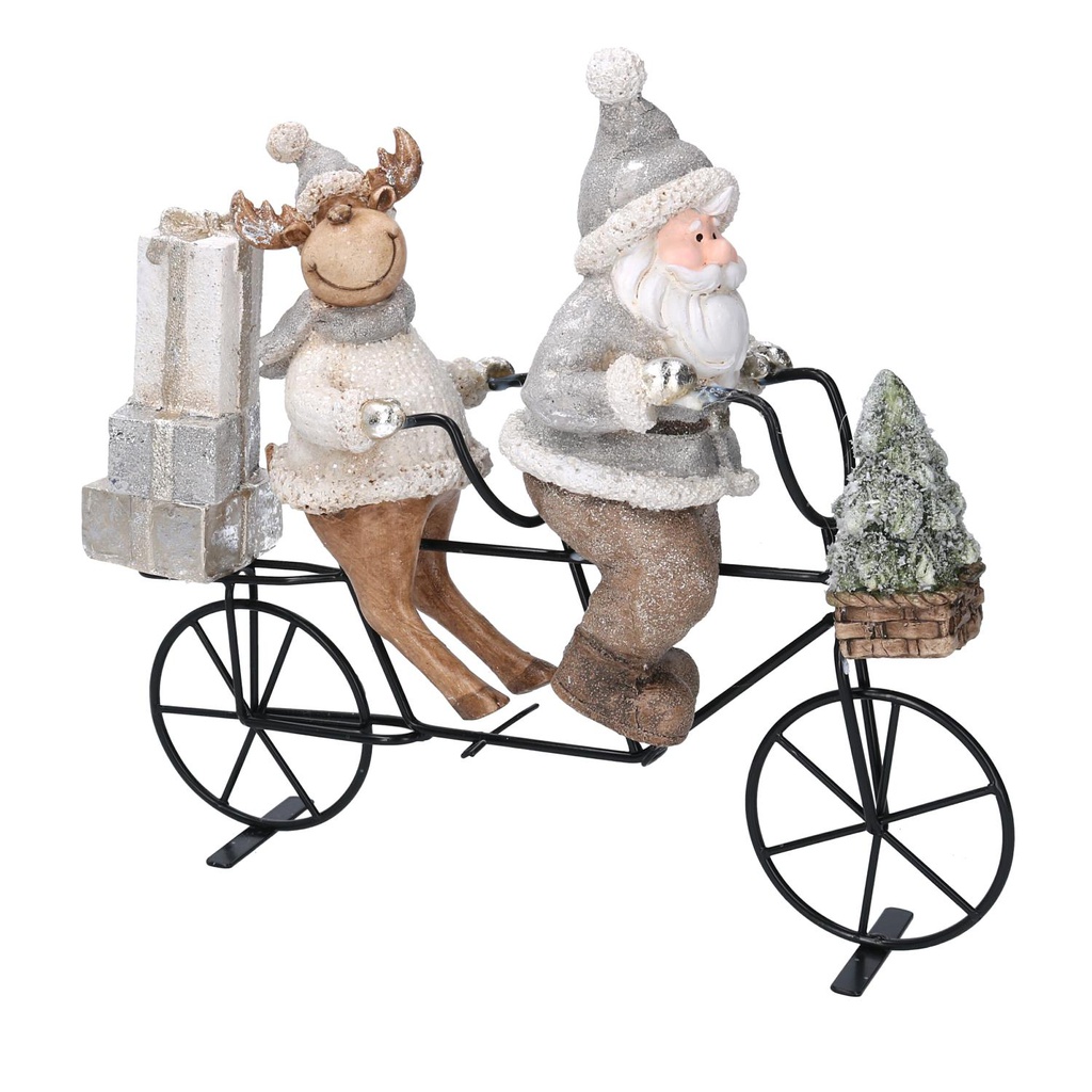 Babbo natale ceramica con renna grigio cm29,5x9,5h28