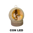 Babbo natale metallo led dentro pallinaoro cm ø11h15