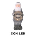 Babbo natale resina led con ghirlanda grigio cm21,5x19,5h51