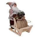 Babbo natale tessuto su slitta con lanterna marrone cmh30