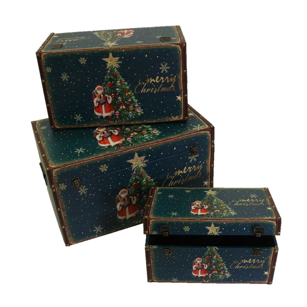 Baule ecopelle 1-3 blu albero rettangolare cm59x36h33