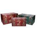 Baule ecopelle 1-3 rosso verde scritta Merry Christmas rettangolare cm 59x36h33