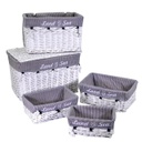 Baule in vimini con 3 cassetti bianco