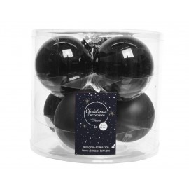 Box sei palline sfere natalizie Nero assortite Opaco Lucido 8 cm
