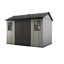 Casetta in duotech verniciabile grigio effetto legno 2 porte e 2 finestre 350x229xh.254 cm