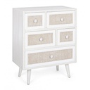 Cassettiera 5 cassetti MONTIEL stile rustico bianco antico 72.5h cm