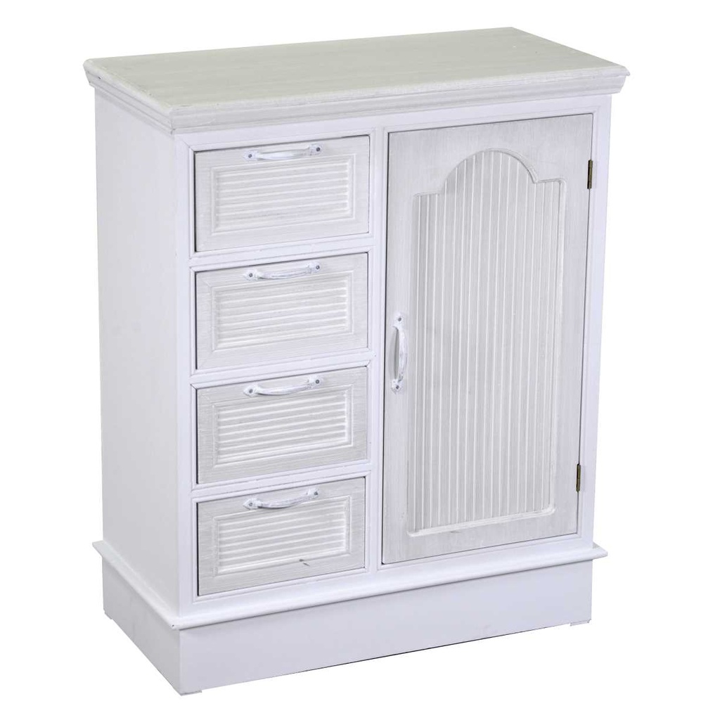 Cassettiera legno liverpool 1 anta + 4 cassetti bianco cm 66x32h81