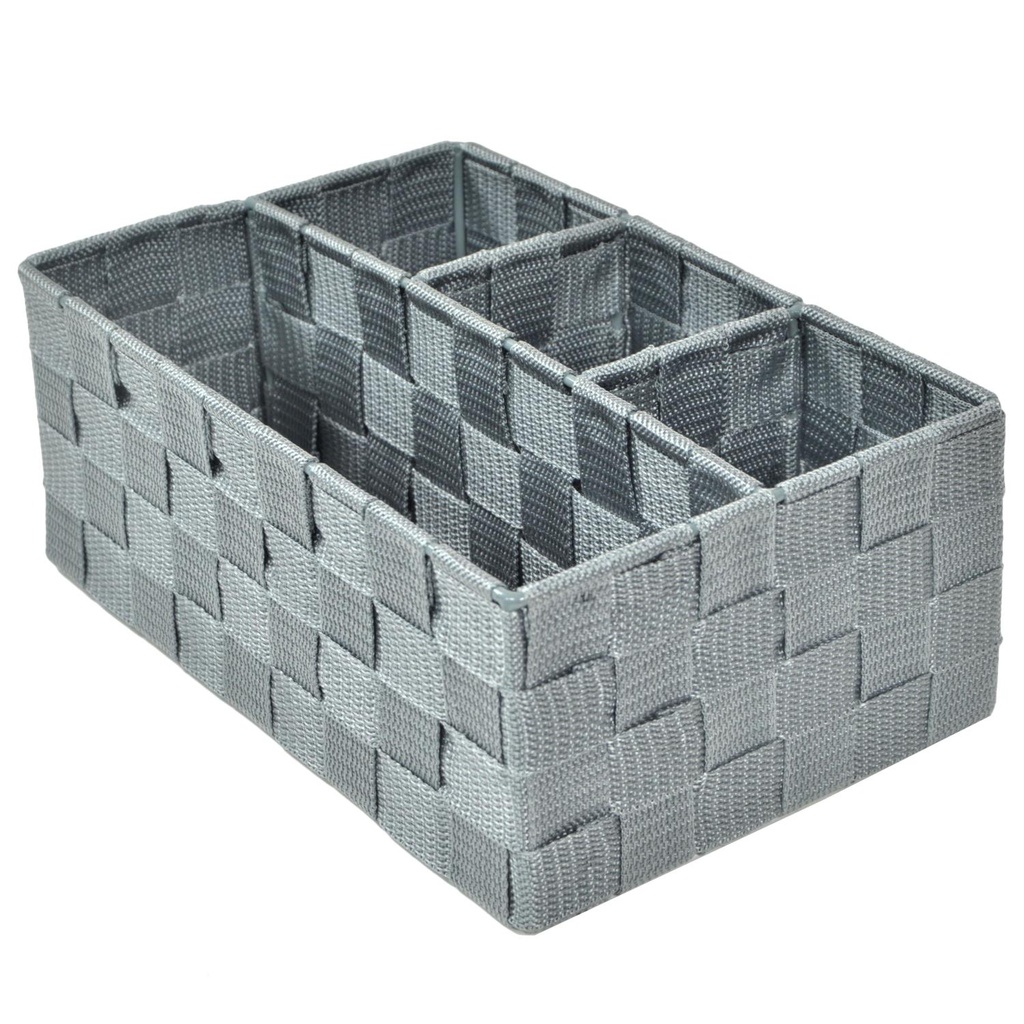 Cassetto poliestere grigio c/4 scomparti cm 26x17h10