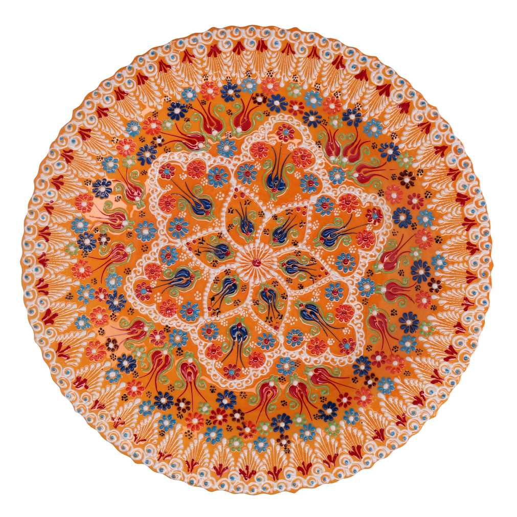 Centrotavola ceramica arancione tondo cmø40h8
