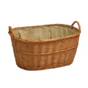 Cesta portalegna vimini europeo 1^ misura c-fodera juta ovale cm65x45h29-36