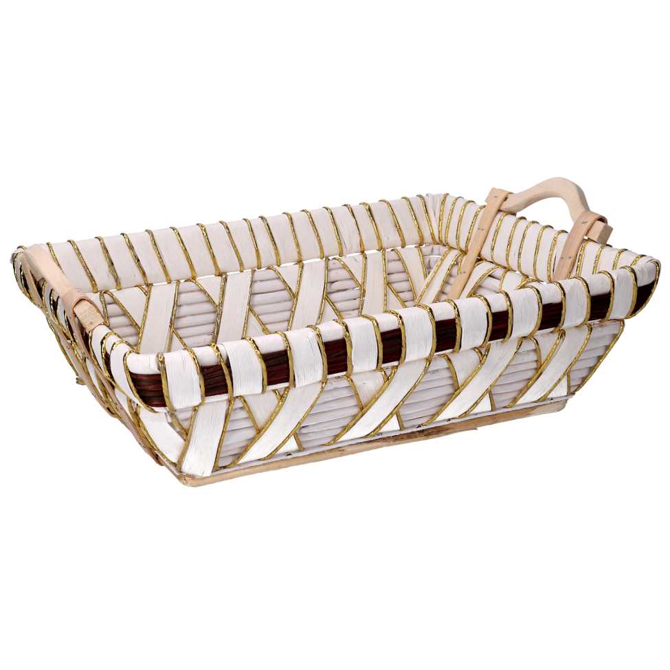 Cesta vimini bianco rettangolare cm46x36h13