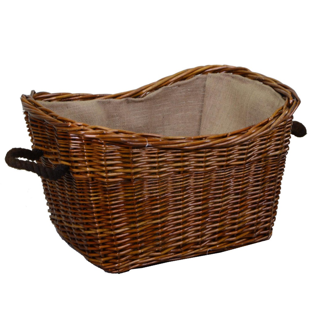 Cesta vimini fodera juta con manici corda marrone rettangolare cm 58x42h34