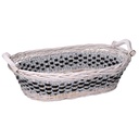 Cesta vimini intreccio azzurro bianco ovale cm45x35h12