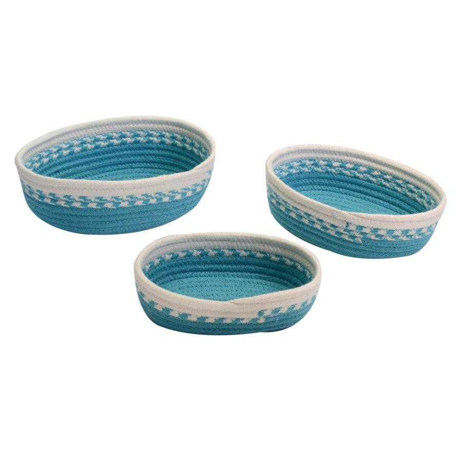 Cestina tessuto 1-3 turchese ovale cm28x23h7,5