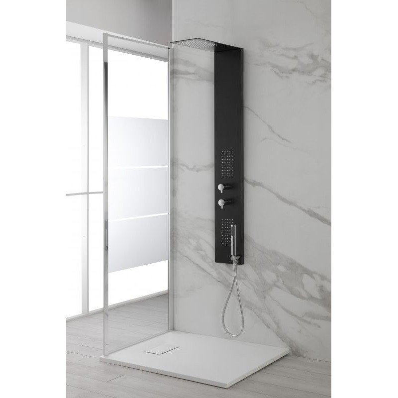 Colonna Doccia a parete Nero in acciaio Inox 140x20 cm