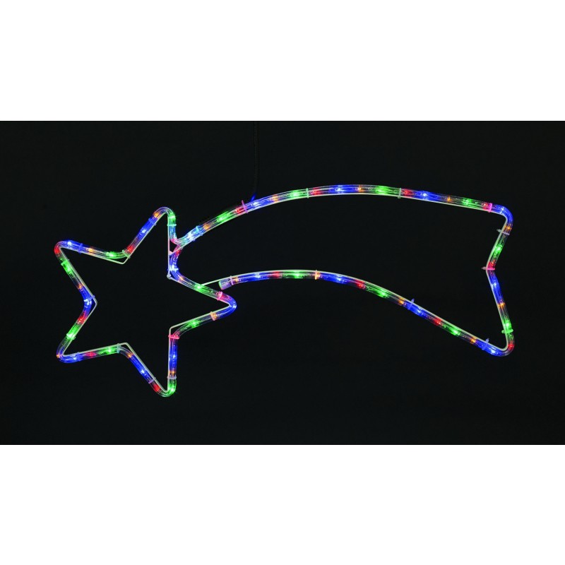 Cometa stella tubo led multicolor per esterno  cm 70 x 28