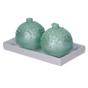 Confezione 2 pezzi candela paraffina sfera con bolle turchese cm ø7,5h7,5