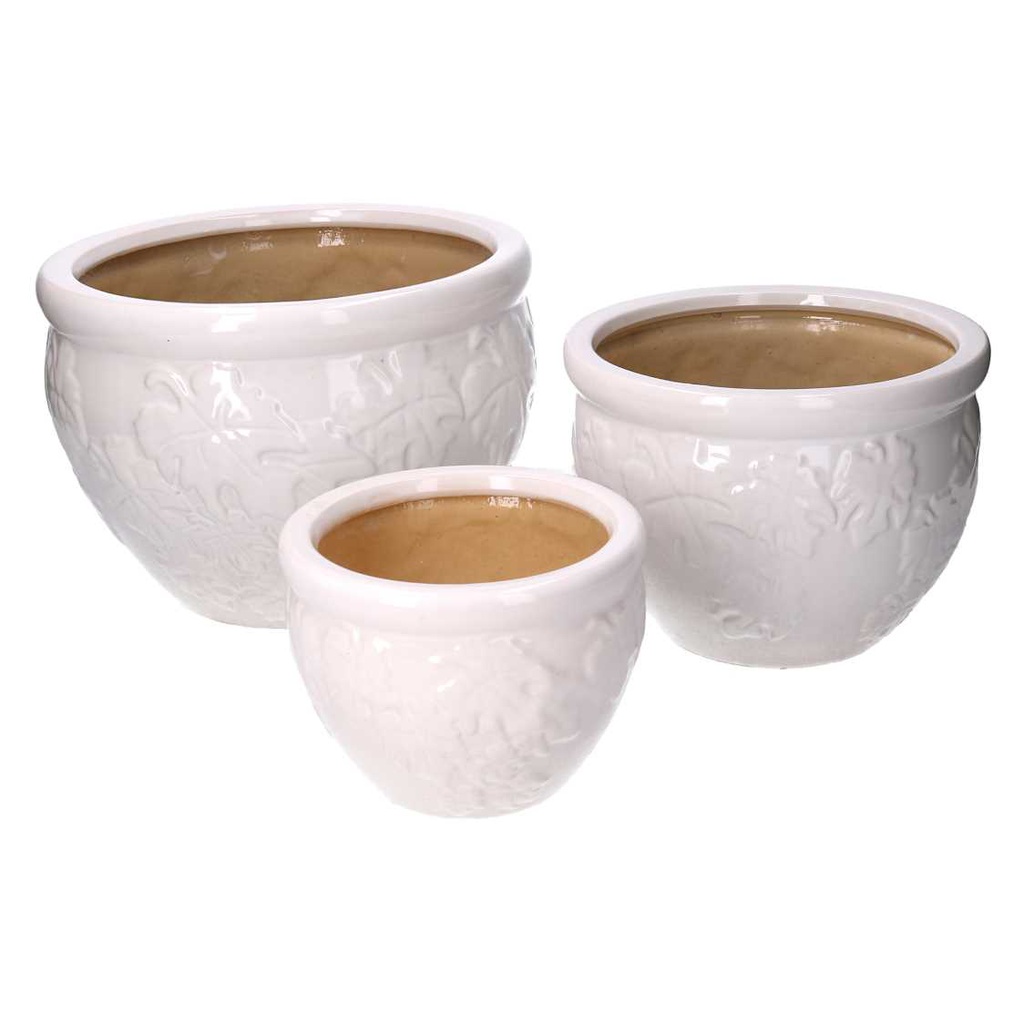 Coprivaso ceramica 1-3 decori bianco cmø30h21