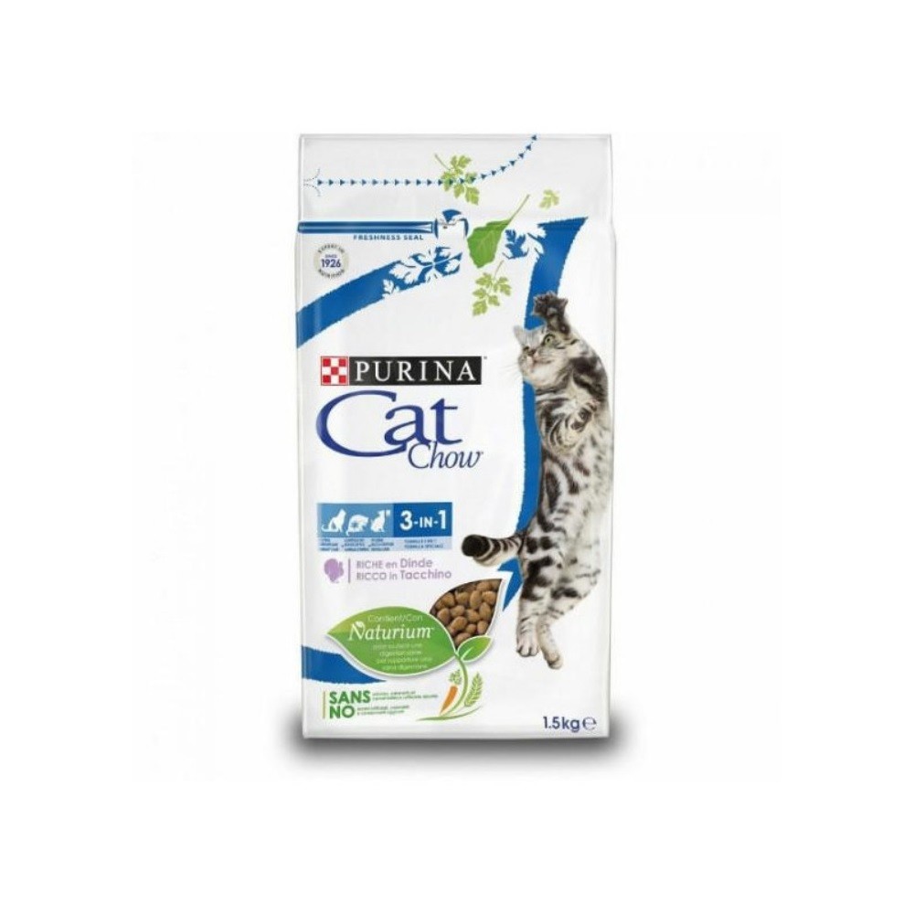 Crocchette Cat Chow Feline 3 in 1 Purina 1,5 chilogrammi