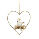 Cuore metallo con uccellino oro cm12x11x5