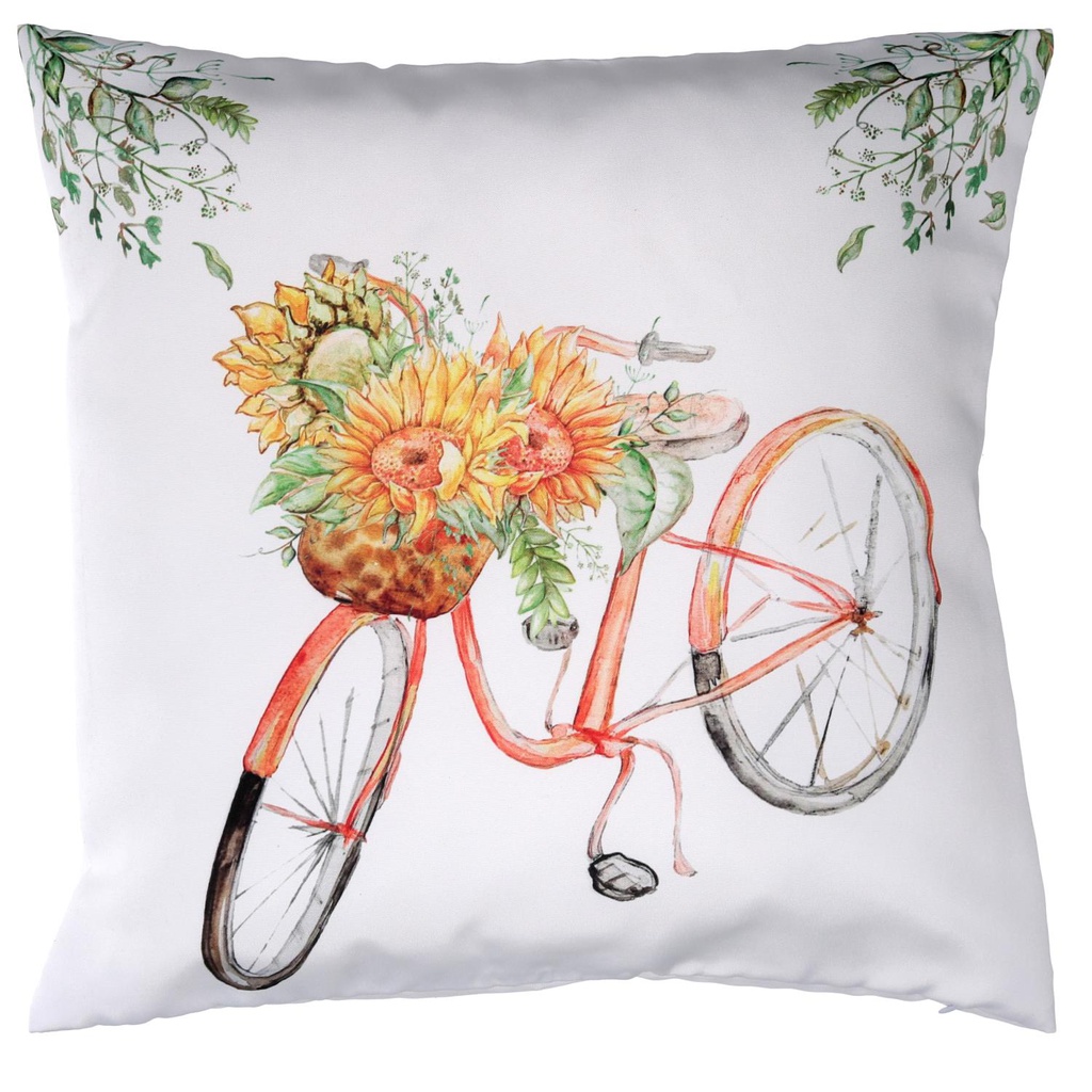 Cuscino tessuto con bicicletta bianco cm 43x43