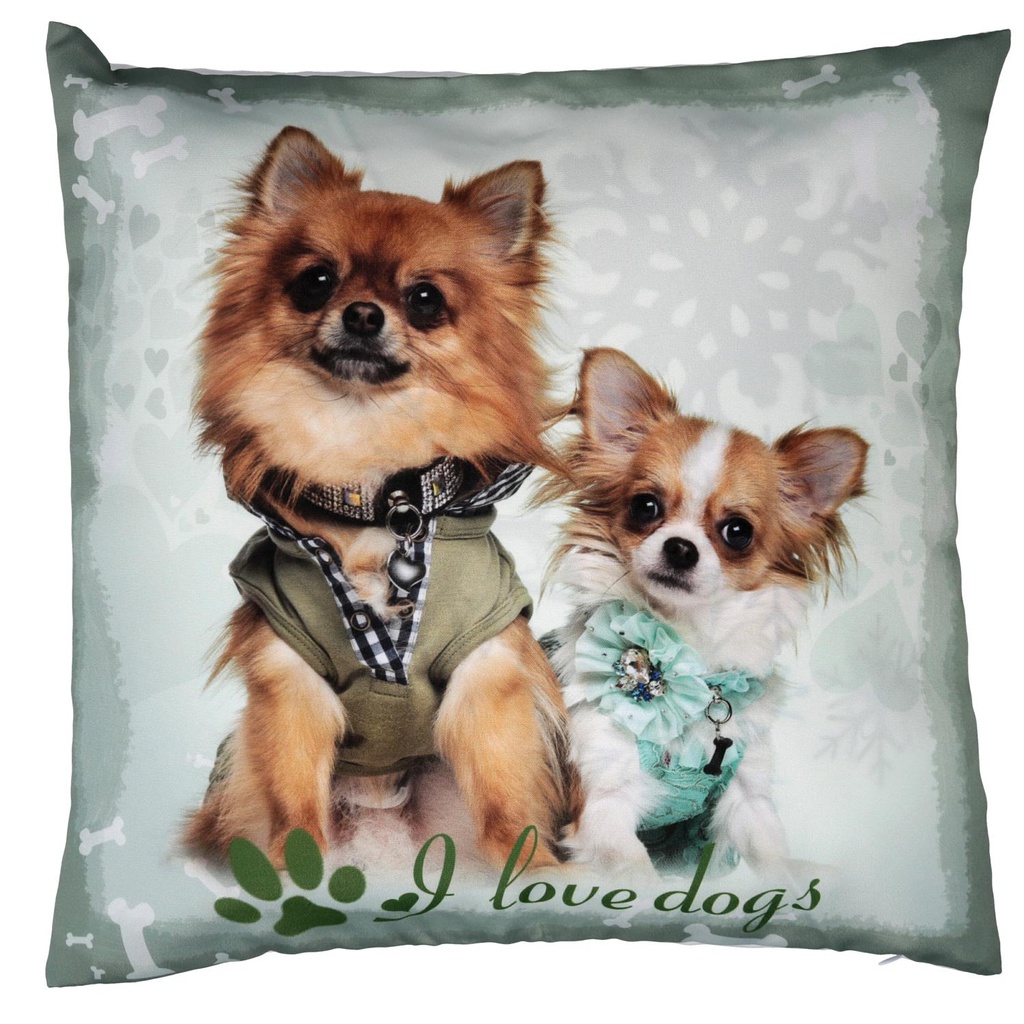 Cuscino tessuto con cane azzurro cm 43x43