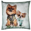 Cuscino tessuto con cane azzurro cm 43x43