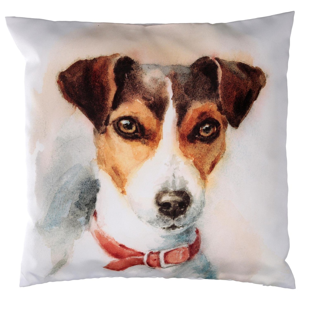 Cuscino tessuto con cane bianco cm 43x43