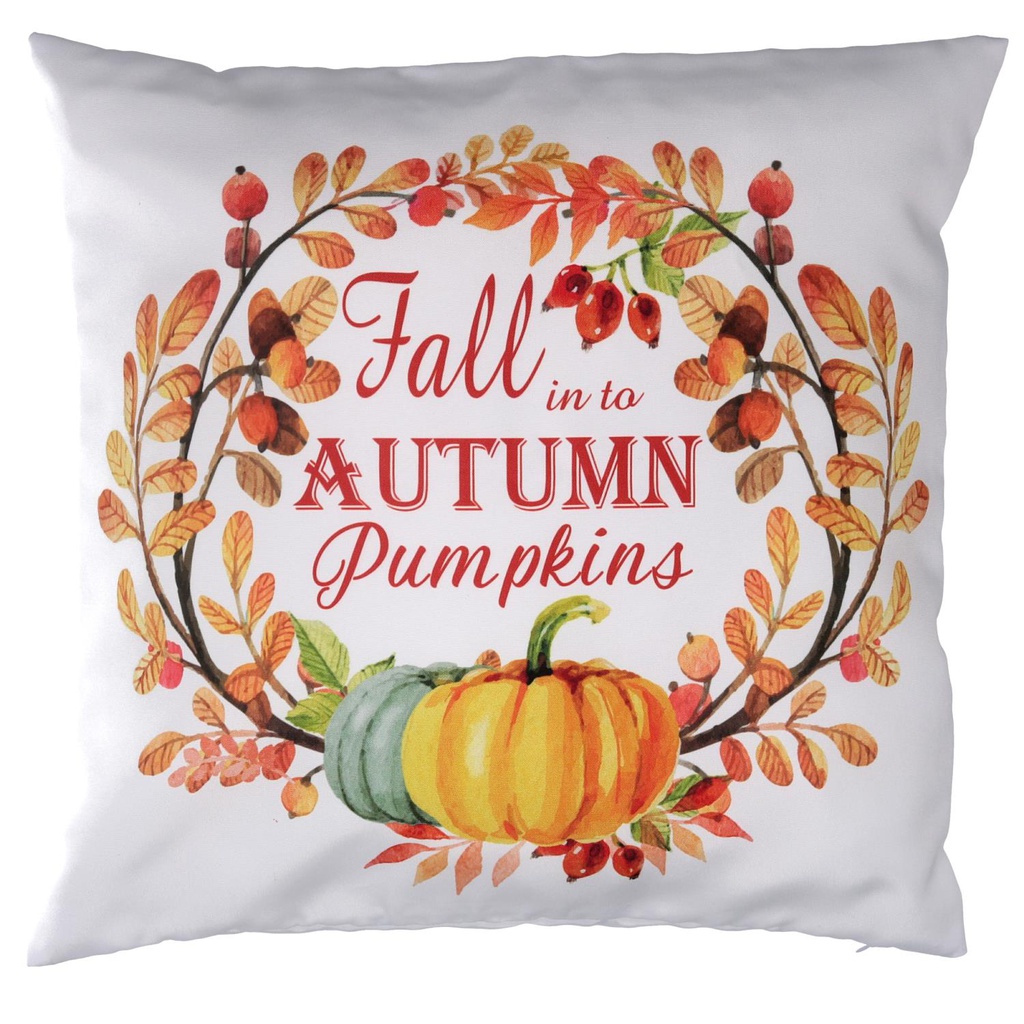 Cuscino tessuto con zucca bianco cm 43x43