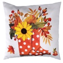 Cuscino tessuto stivali con girasole bianco cm 43x43