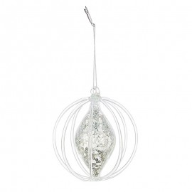 Decorazione Natalizia Pallina in vetro Argento GOCCIA 9,2 cm