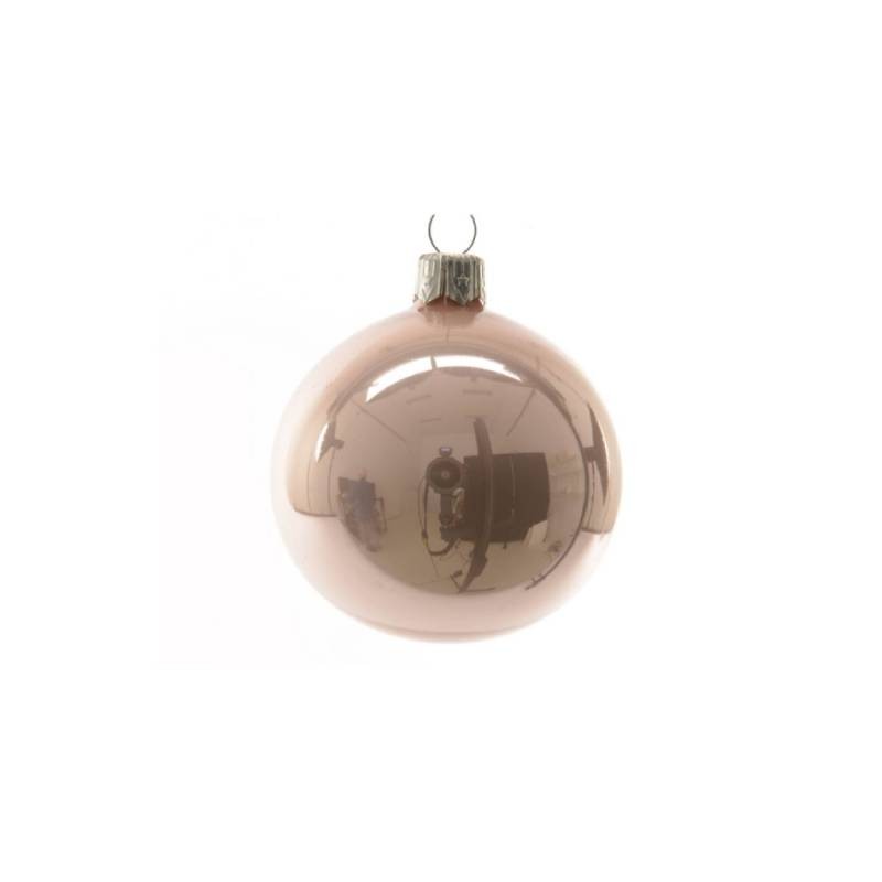 Box Da 6 Decorazione Albero Di Natale Pallina In Vetro  Rosa Lucido Cm 6